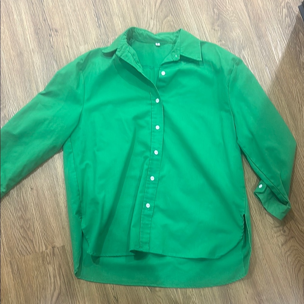 Vibrant Green Button-Up Shirt